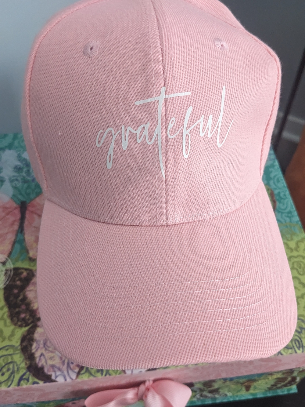 Grateful Script Women's Pink Baseball Cap New